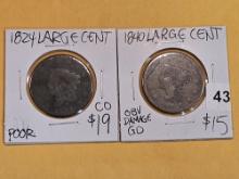 1824 and 1840 Large Cents