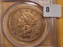 GOLD! PCGS 1888-S Gold Liberty Head Twenty Dollars in Very Fine - 35