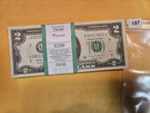 * ORIGINAL BEP Crisp Uncirculated Consecutive Stack of Series 2017-A Two Dollar FRNs