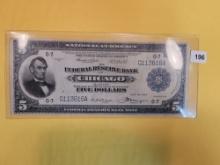 Even tougher 1914 Large Size Five Dollar National Currency in Very Fine