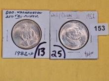 Two Choice Brilliant Uncirculated Commemorative silver half Dollars