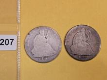 1873 and 1877 Seated Liberty Half Dollars