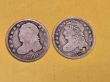 1829 and 1833 Capped Bust Dimes