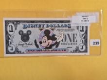 DISNEY DOLLAR! Crisp Uncirculated 1989-A One Dollar Mickey