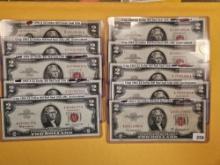 Ten $2 Red Seal US Notes