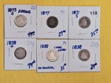 Six little better Silver Seated Liberty Dimes