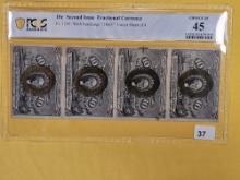 * SCARCE! PCGS Banknote UNCUT Sheet of 4 Ten Cent Fractional Currency in Choice XF-45