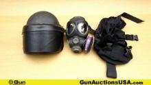 Black Hawk NMC95 Gas Mask, Riot Helmet. Good Condition. Lot of 2; 1 Gas Mask,1- Tactical Thigh Bag a