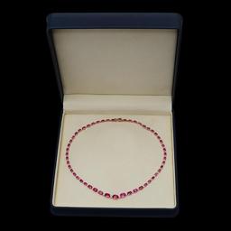 14K Gold 28.84ct Ruby & 1.70ct Diamond Necklace