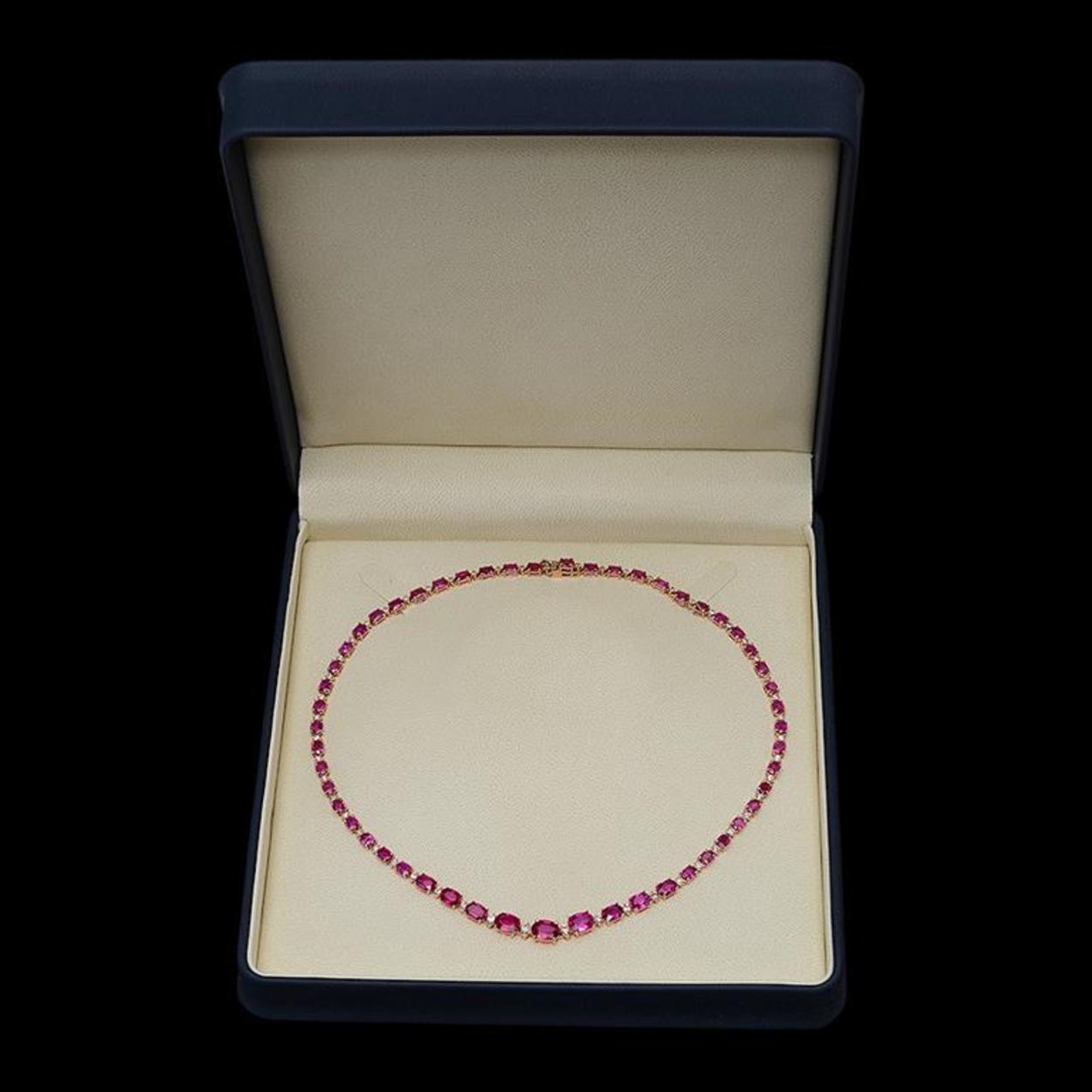 14K Gold 28.84ct Ruby & 1.70ct Diamond Necklace