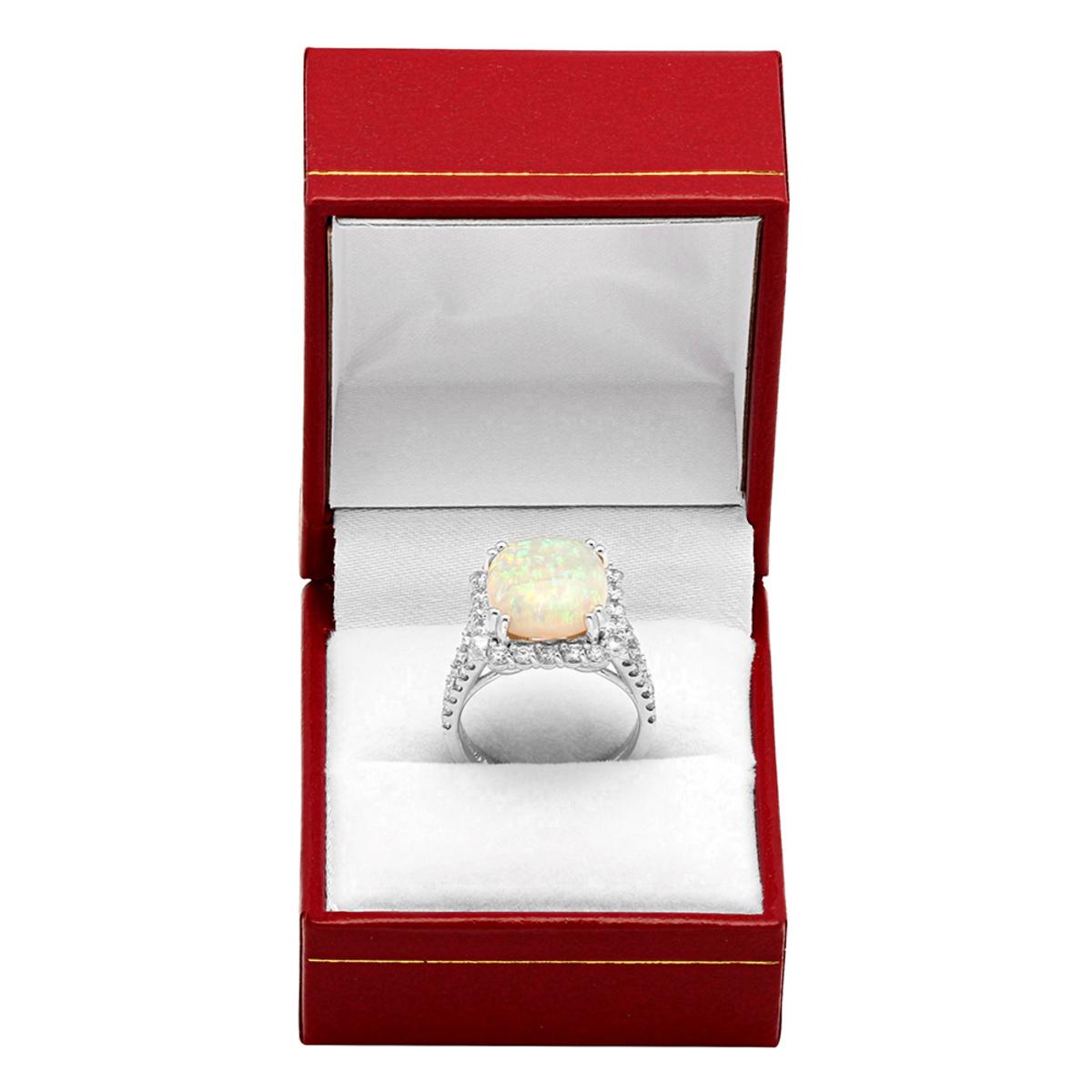 14k White Gold 5.29ct White Opal 1.59ct Diamond Ring