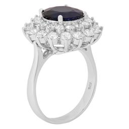 14k White Gold 3.51ct Sapphire 1.87ct Diamond Ring