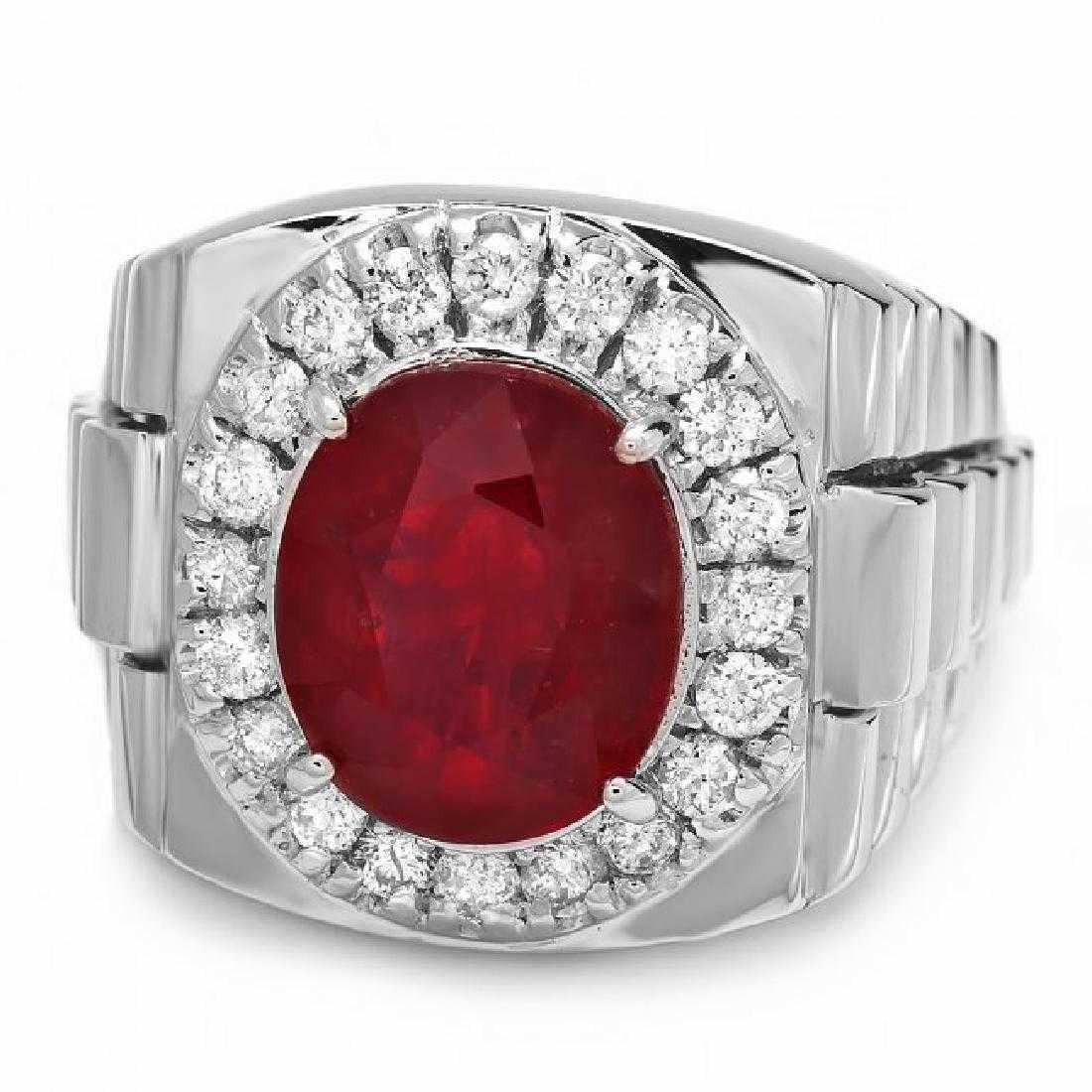 14K White Gold 6.73ct Ruby and 0.88ct Diamond Ring