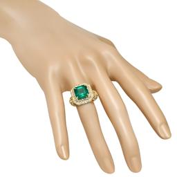 14K Yellow Gold 6.00ct Emerald and 1.08ct Diamond Ring