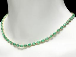 14K Yellow Gold 17.65ct Emerald and 0.75ct Diamond Necklace