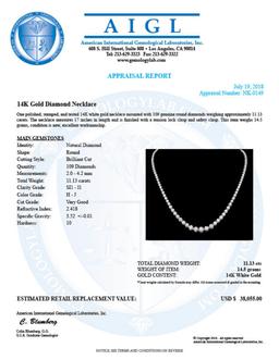 14K Gold 11.13ct Diamond Necklace