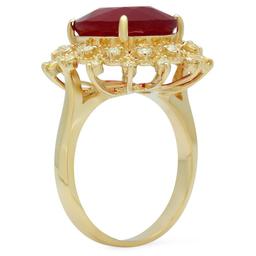 14K Yellow Gold 8.39ct Ruby and 0.53ct Diamond Ring