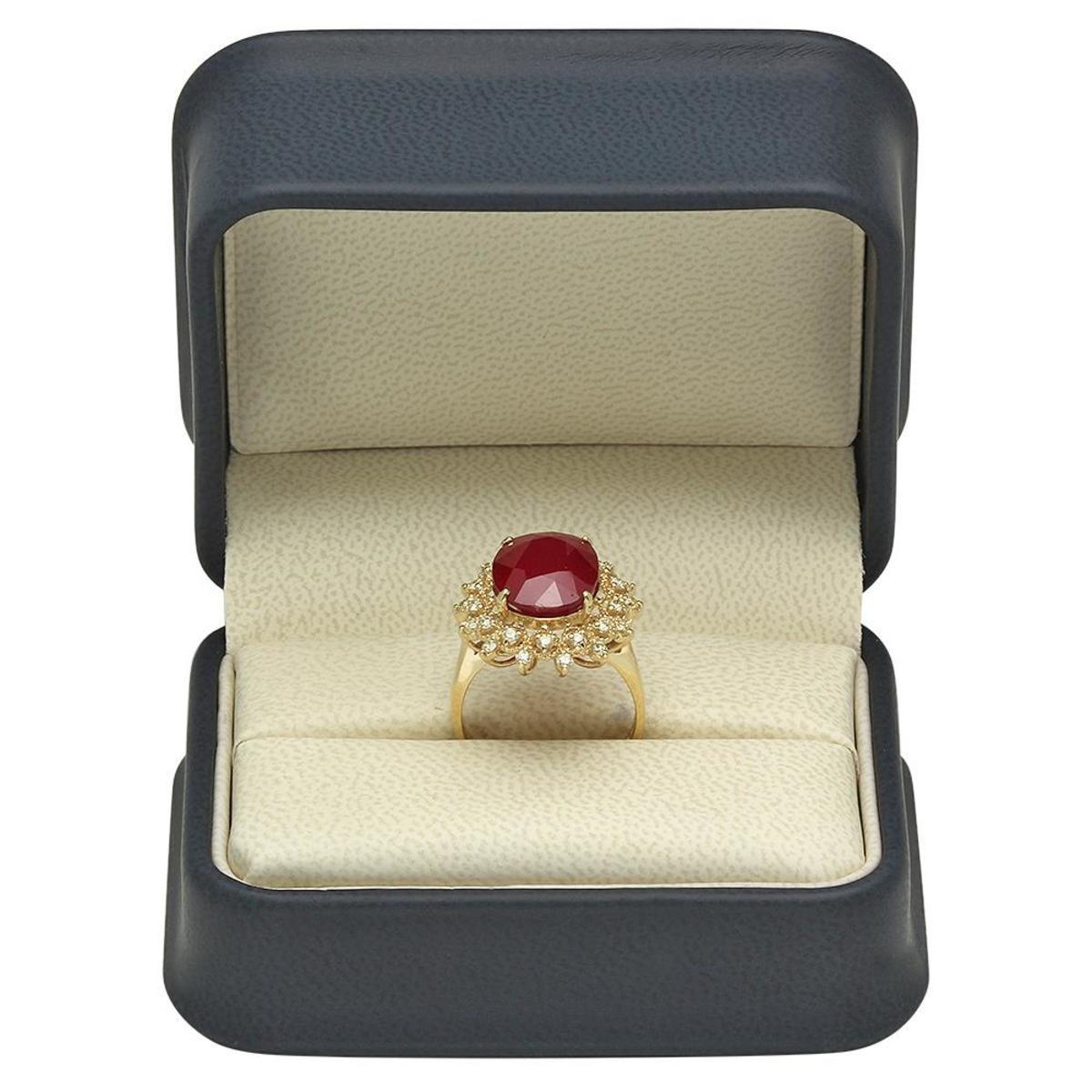 14K Yellow Gold 8.39ct Ruby and 0.53ct Diamond Ring