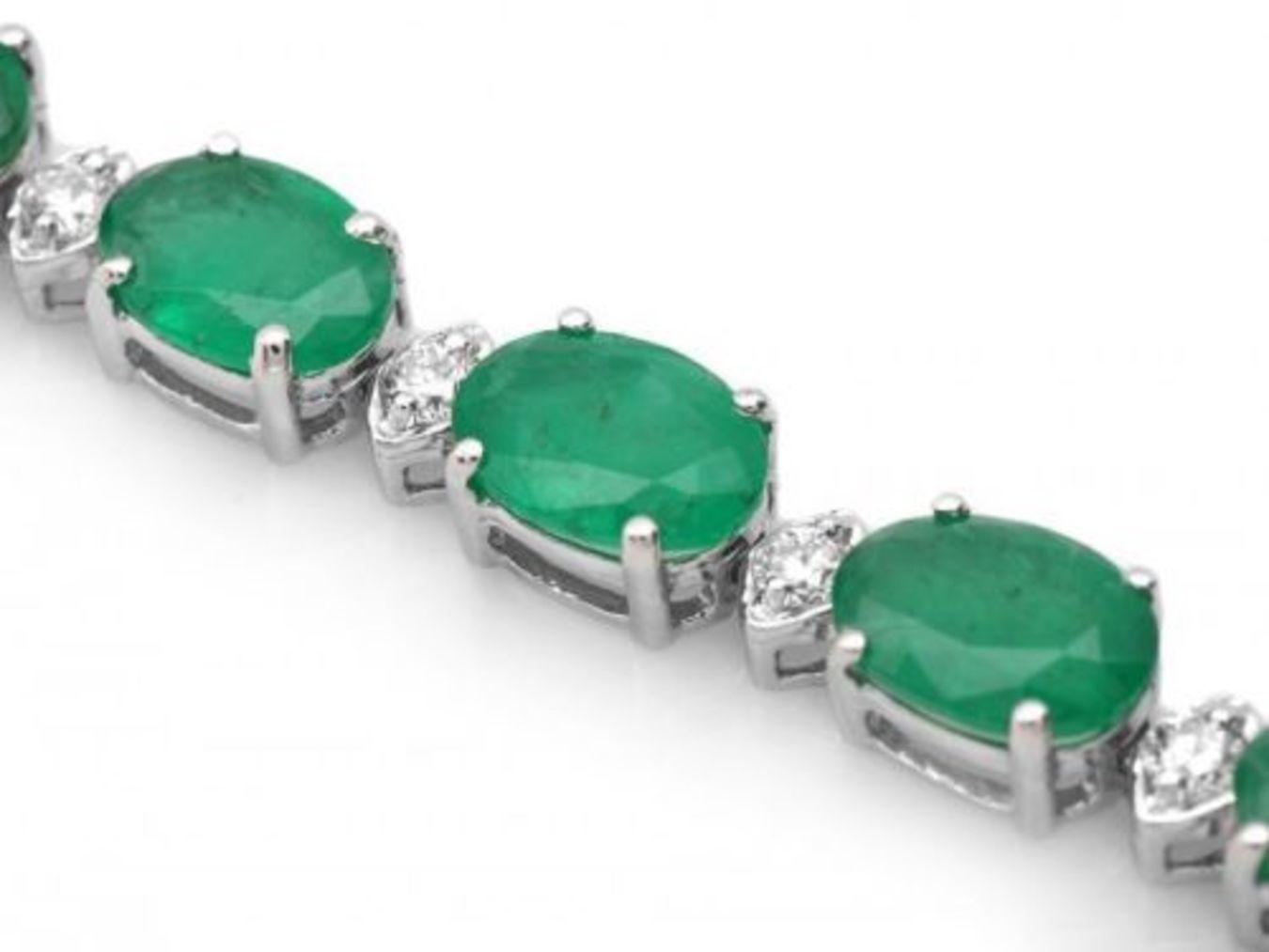 14K Gold 13.31ct Emerald 0.80ct Diamond Bracelet