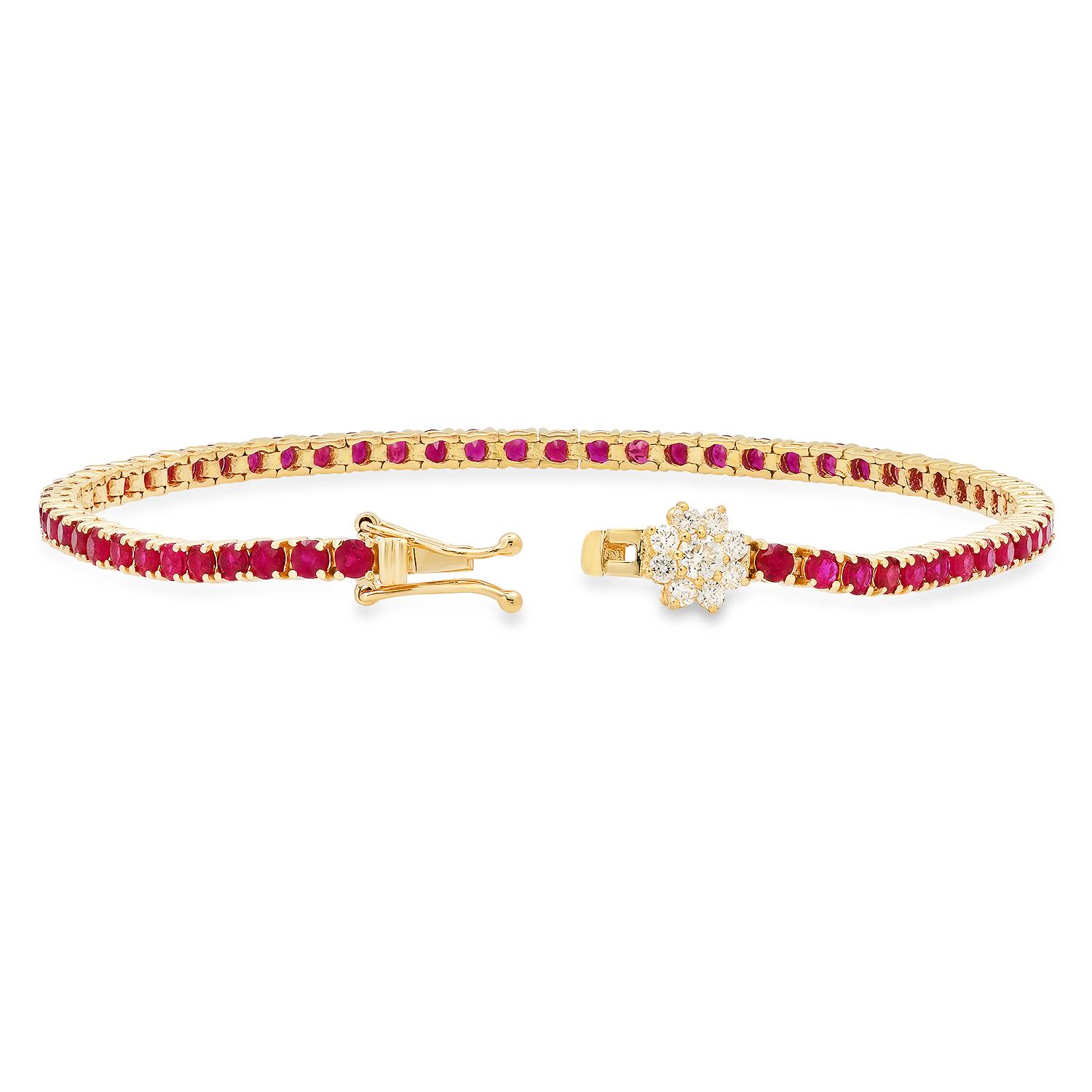 14K Yellow Gold with 4.82ct Ruby and 0.33ct Diamond Bracelet