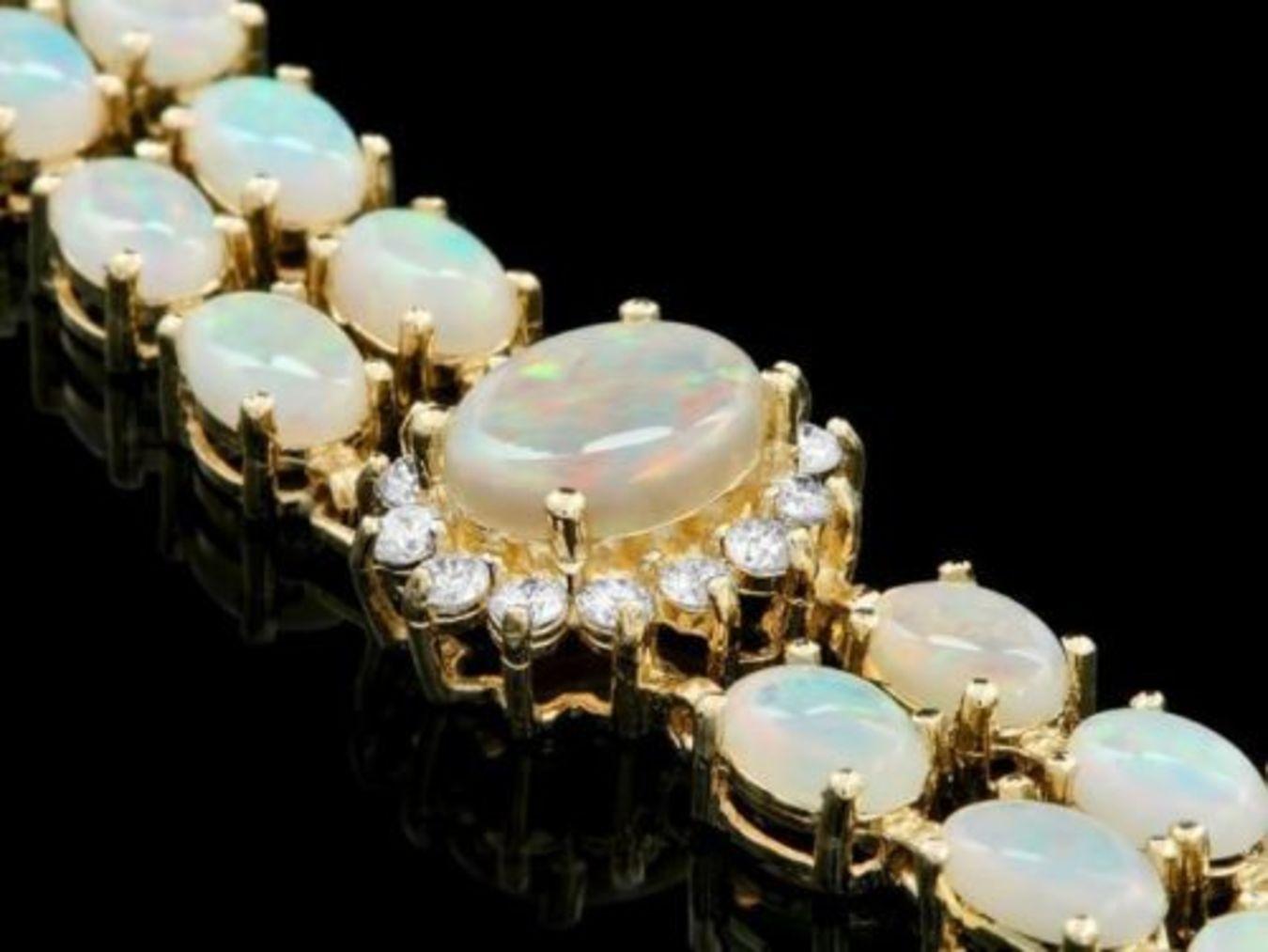 14K Gold 12.13ct Opal 1.39ct Diamond Bracelet