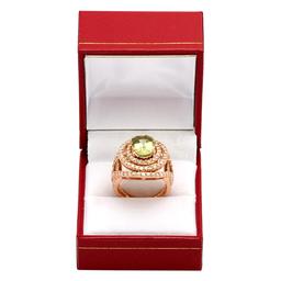 14k Rose Gold 4.15ct Green Beryl 2.38ct Diamond Ring