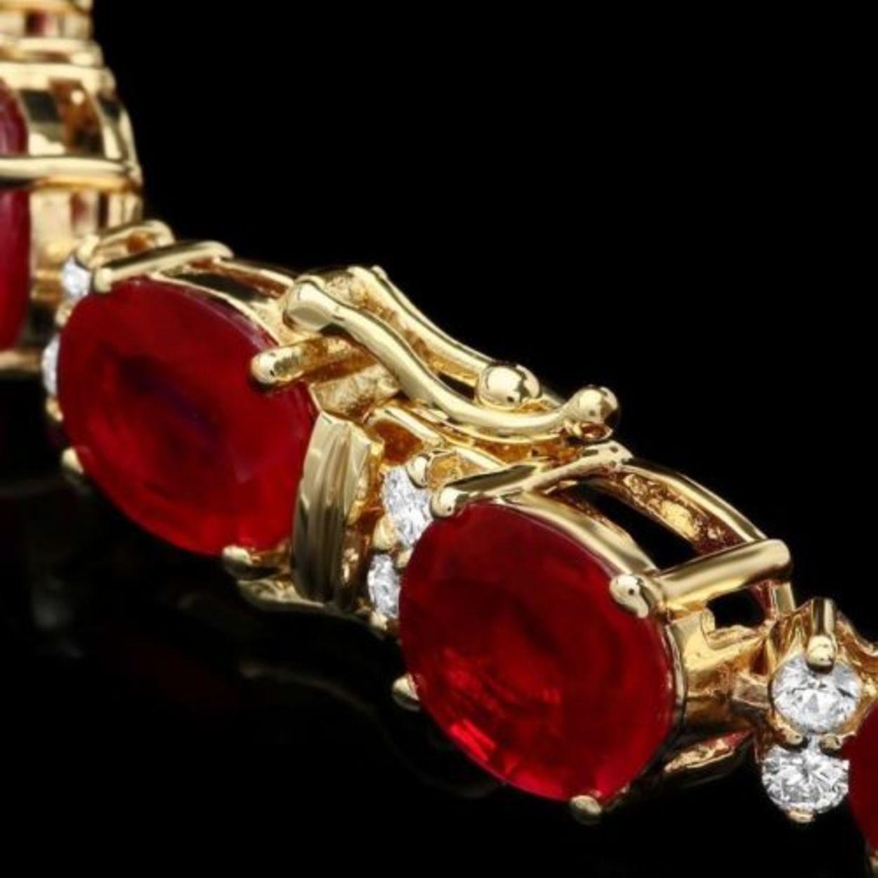 14k Gold 35.99ct Ruby 1.46ct Diamond Bracelet