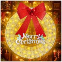 Metal Lighted Christmas Wreath, 20", Gold-Tone, Retail $30.00