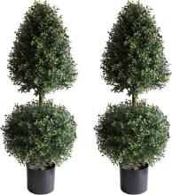 momoplant 35Inch-3' Ice Cream Ball Shaped  Faux Boxwood Topiary Cone, (Set of 2), Retail $140.00