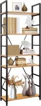 NovoDomus 5 Tier Adjustable Tall Wood Bookshelf, 61.5" - Gold-Tone, Retail $75.00