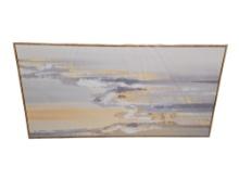 Oversized WOOD Framed Abstract Wall Art on Canvas (Approx 30" x 60"), Retail $195.00