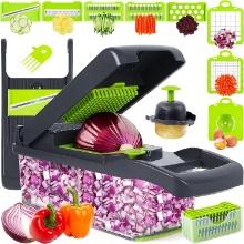 Professional Vegetable Chopper, Mandolin Slicer With Container, Pro 10 in 1, (Grey), Retail $30.00