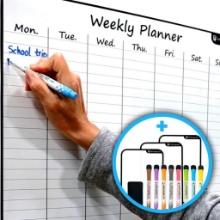 Large Dry-Erase Magnetic Weekly Calendar + Free Bonus: 3 Grocery/to-Do List Whiteboards, $34.95 MSRP