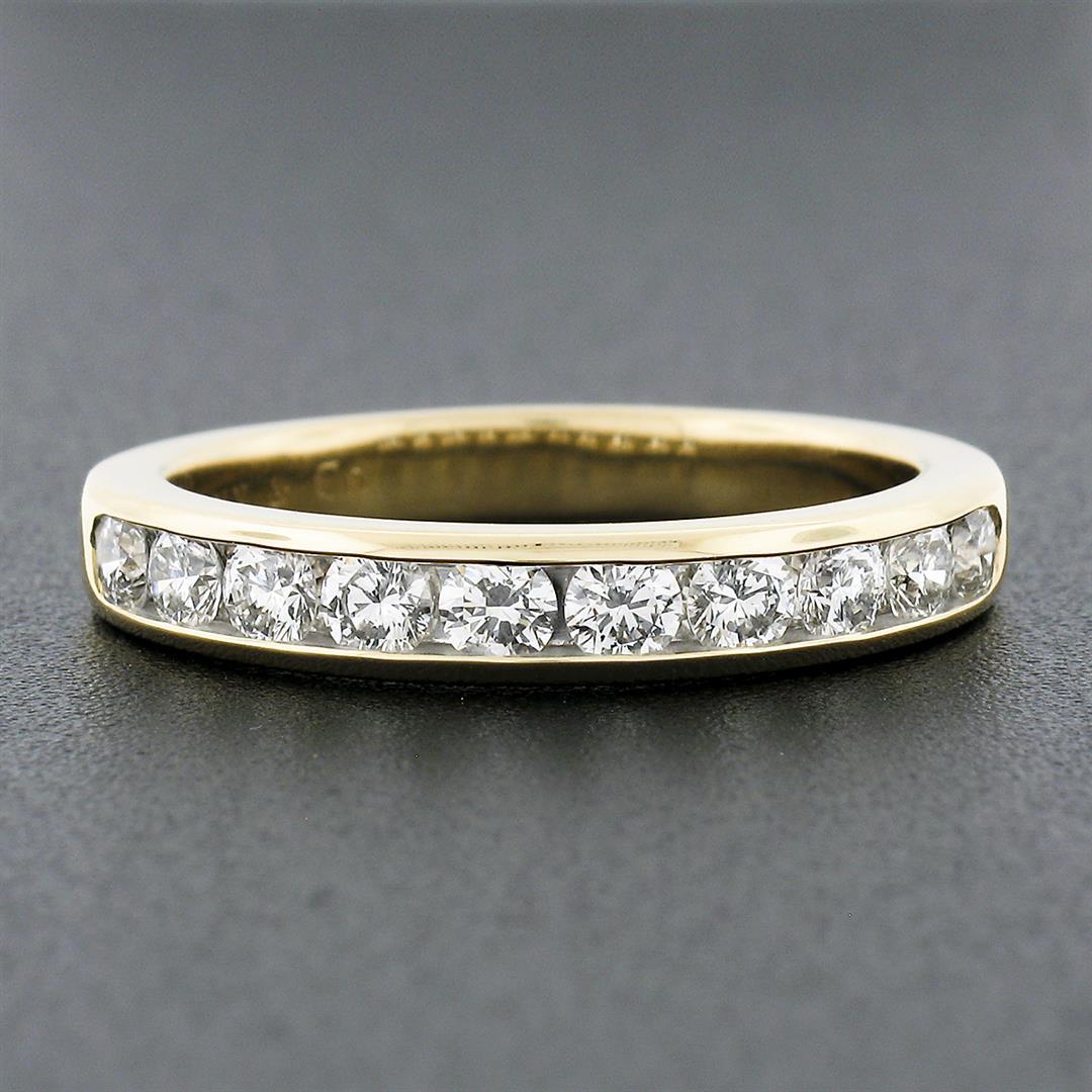Tiffany & Co. 18k Yellow Gold 1 ctw Channel Round Diamond Wedding Band Ring w/ B