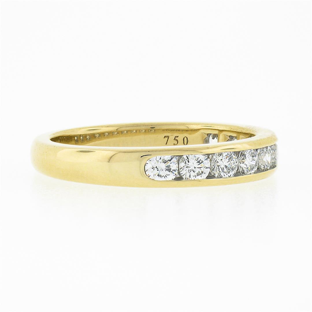 Tiffany & Co. 18k Yellow Gold 1 ctw Channel Round Diamond Wedding Band Ring w/ B