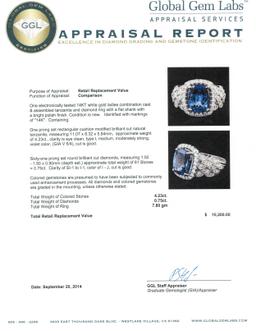 14KT White Gold 4.23 ctw Tanzanite and Diamond Ring