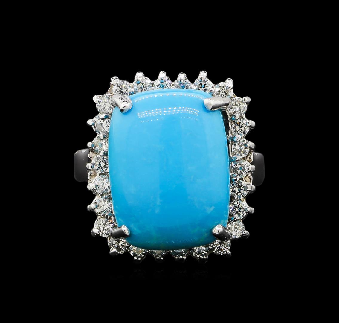 14KT White Gold 8.79 ctw Turquoise and Diamond Ring