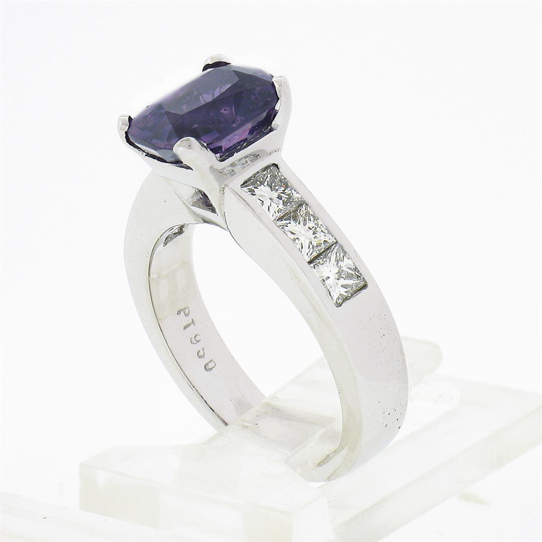 Platinum 2.83 ctw GIA Cushion Ceylon Purple Sapphire & Diamond Engagement Ring