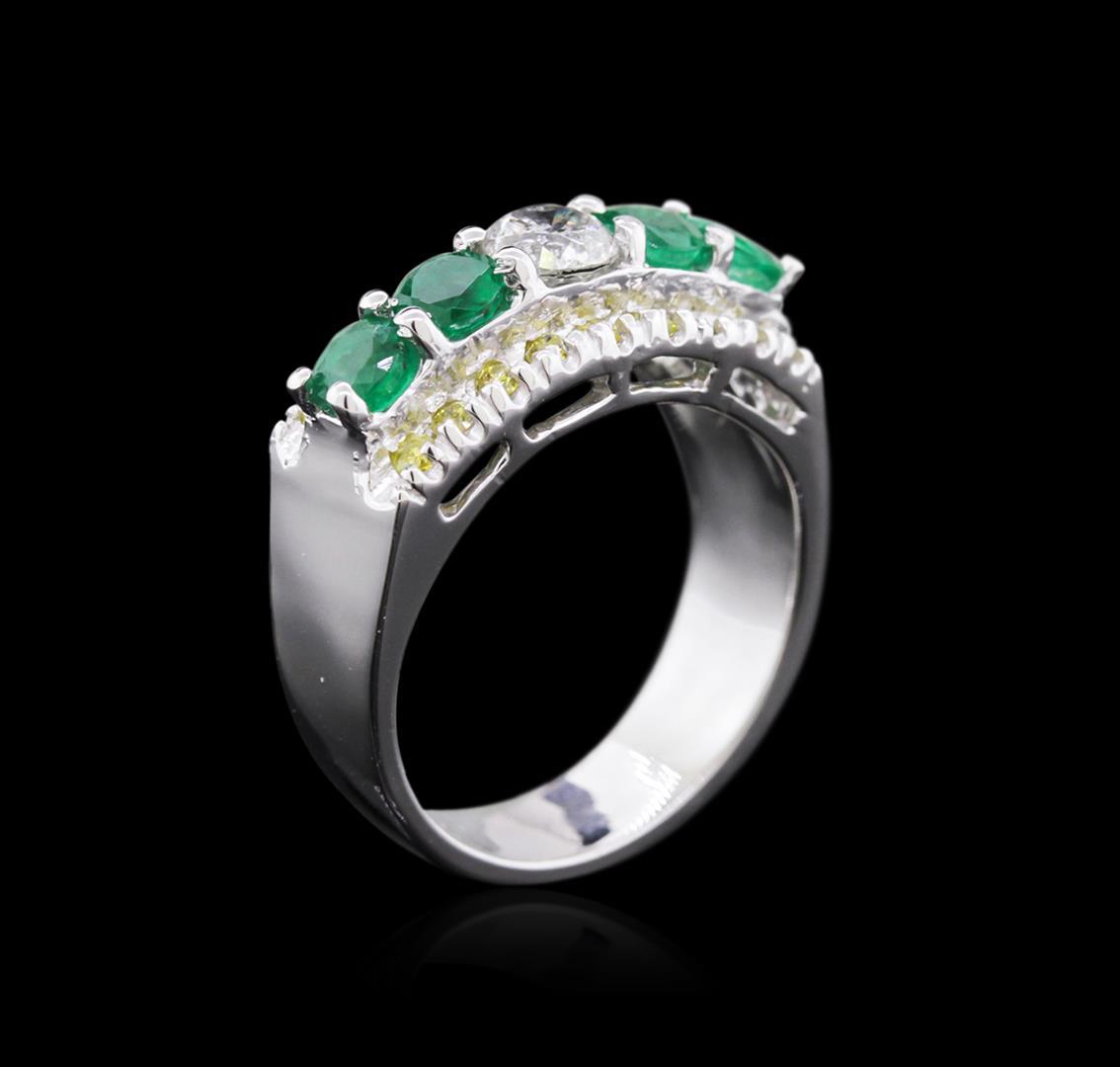 14KT White Gold 0.98 ctw Emerald and Diamond Ring