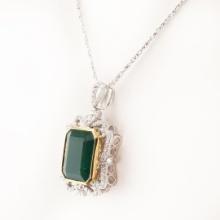 12.36 ctw Emerald and 0.83 ctw Diamond 18K Yellow and White Gold Pendant