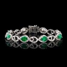 8.88 ctw Emerald and 2.87 ctw Diamond Platinum Bracelet