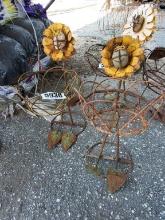 (2) Metal Sunflower Planters
