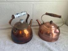 (2) copper tea kettles
