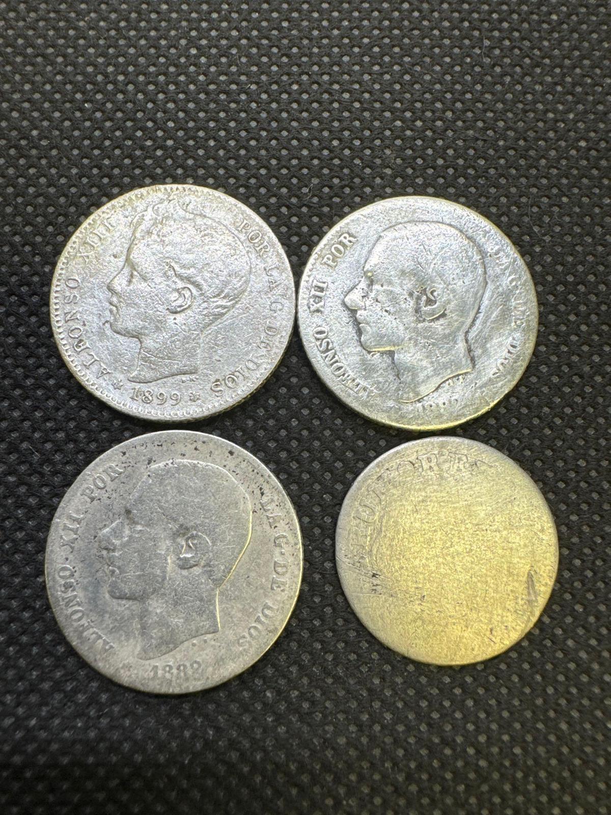 4 Silver House Of Borbon Spanish Monarchy Coins From The 1800s