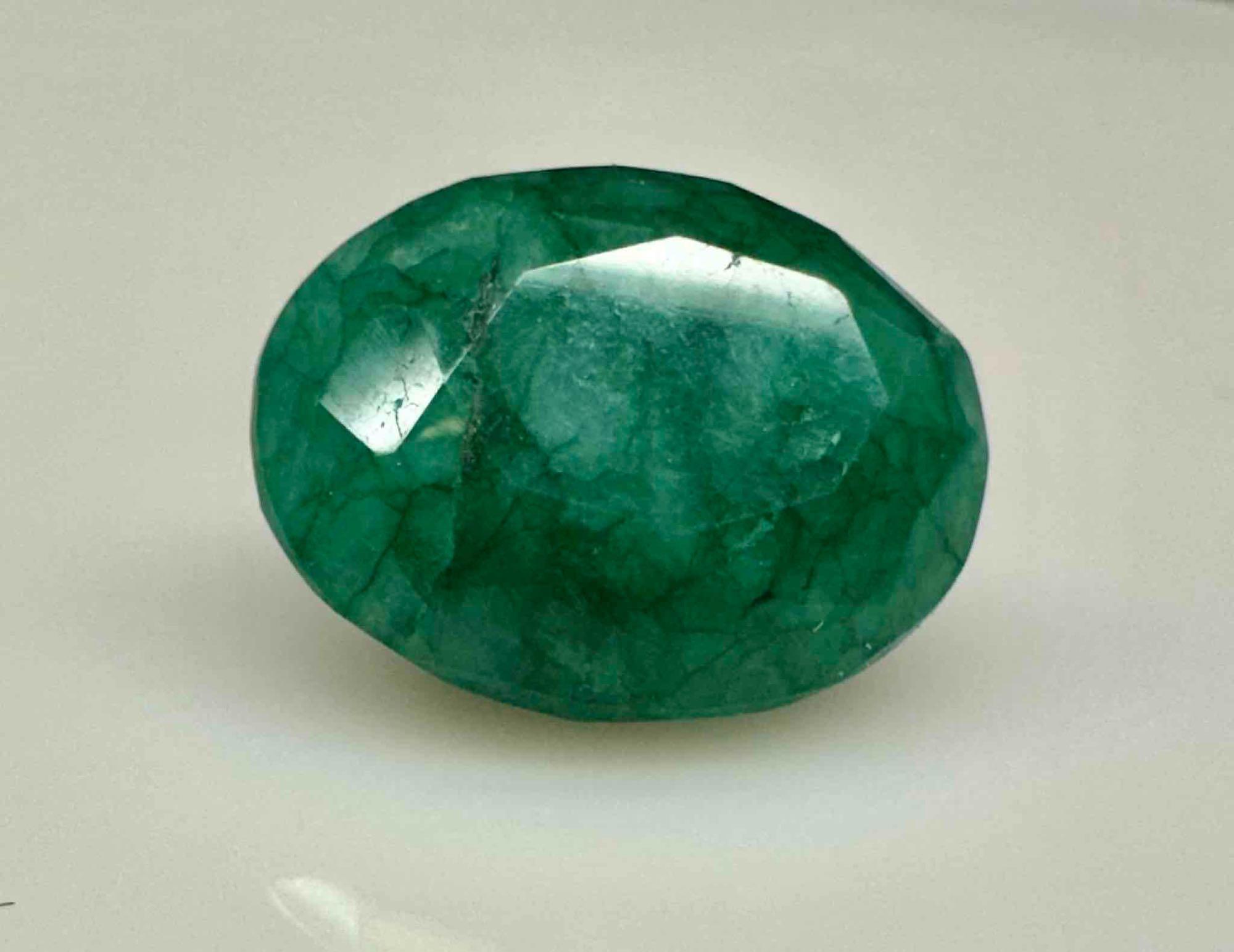 10.9ct Oval Cut Opaque Emerald Gemstone
