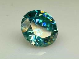 .97ct Brilliant Round Cut Blue Moissanite Diamond Gemstone Double Refractive