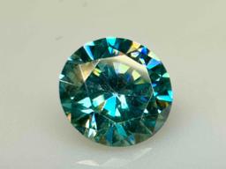 .97ct Brilliant Round Cut Blue Moissanite Diamond Gemstone Double Refractive