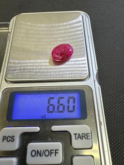 Red Oval Cut Ruby Gemstone 6.60ct