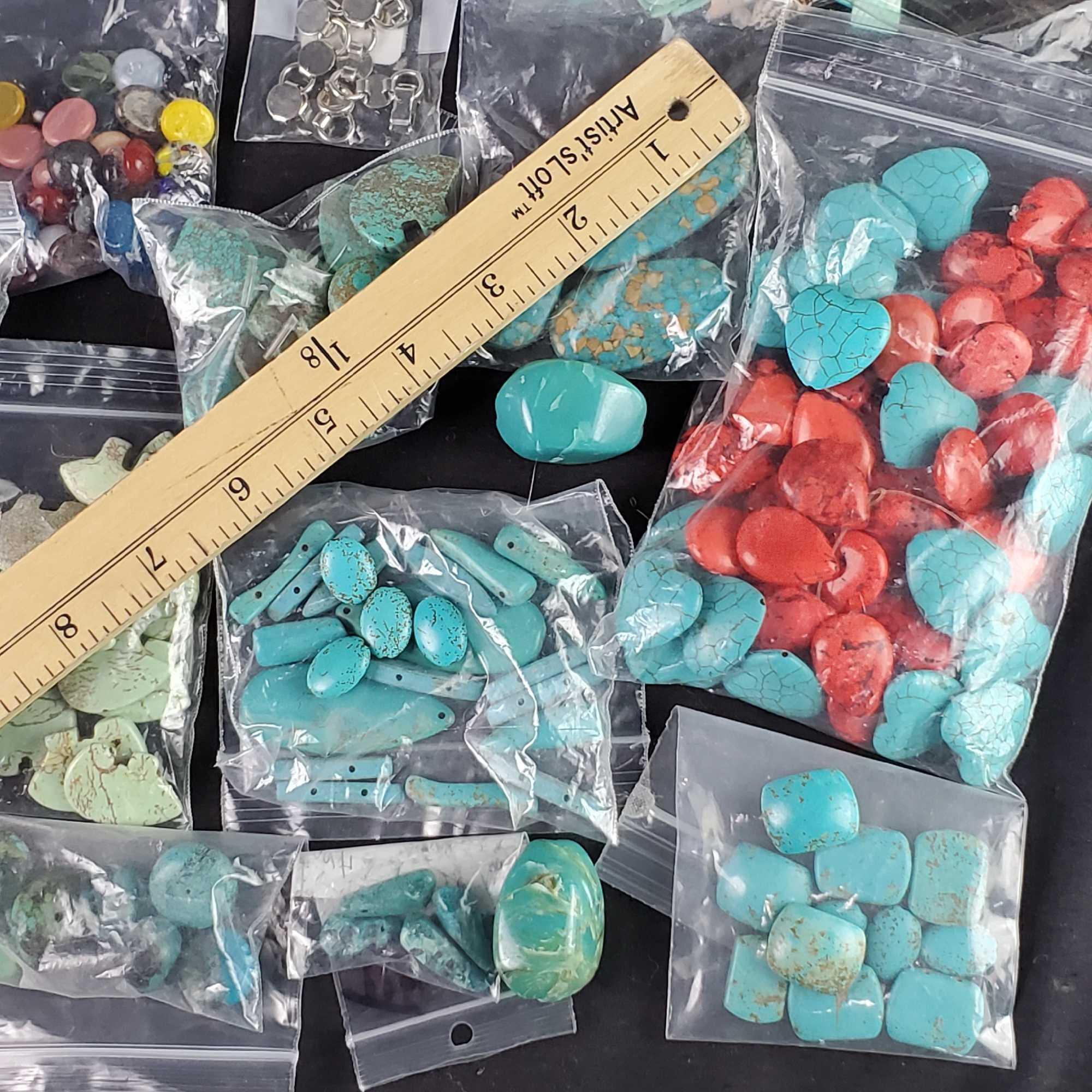Large lot of cabochons beads stones turquoise shells pendants clasps for DIY jewelry