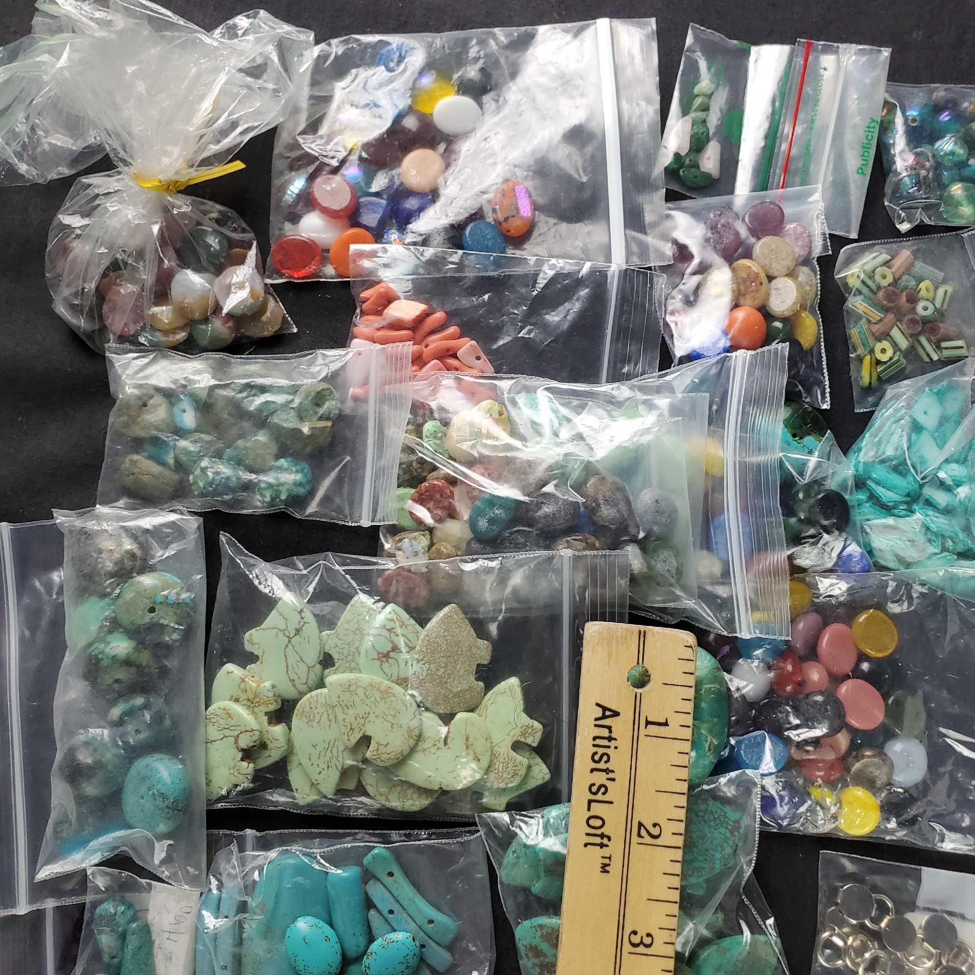 Large lot of cabochons beads stones turquoise shells pendants clasps for DIY jewelry